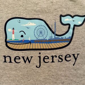 Vineyard Vines Gray Tee with New Jersey Whale Graphic